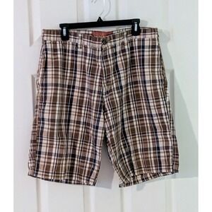 Perry Ellis America‎ Plaid Shorts Casual Comfort Brown Size 36W
